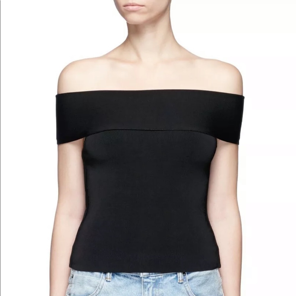 T BY ALEXANDER WANG Needle Knit off shoulder top
